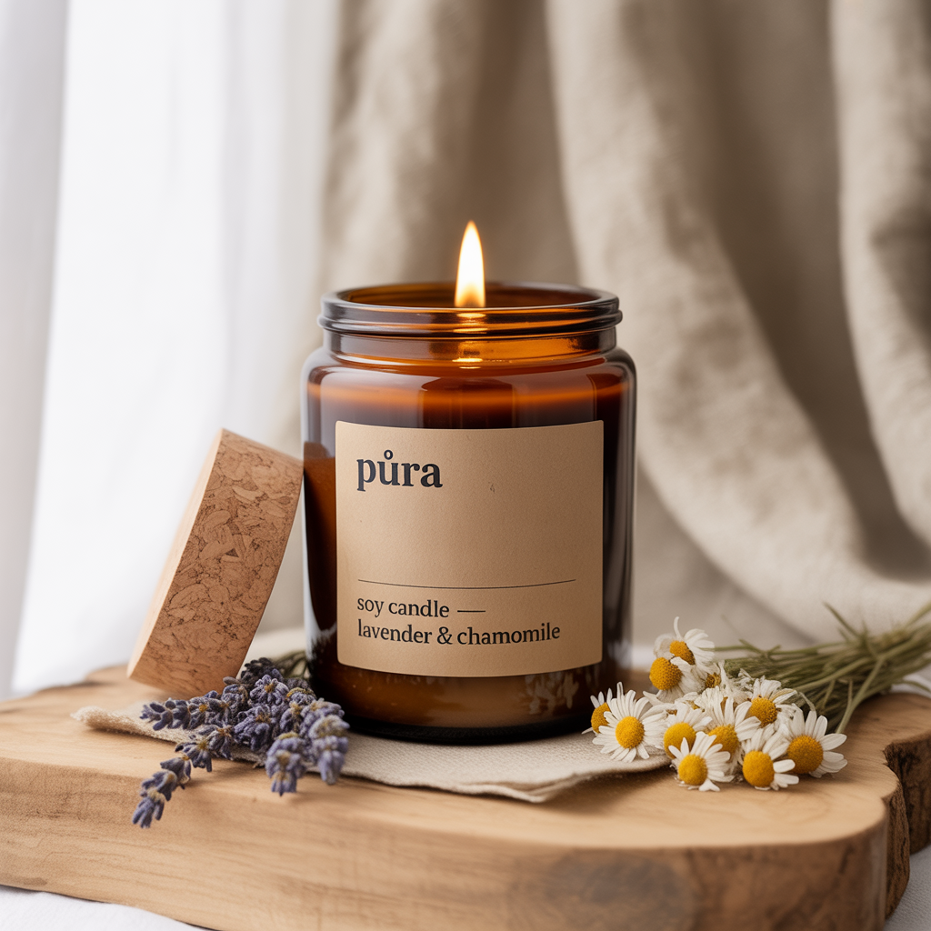 Pūra Soy Candle — Lavender & Chamomile