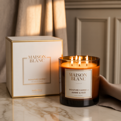 Maison Blanc Signature Candle — Ambre & Oud